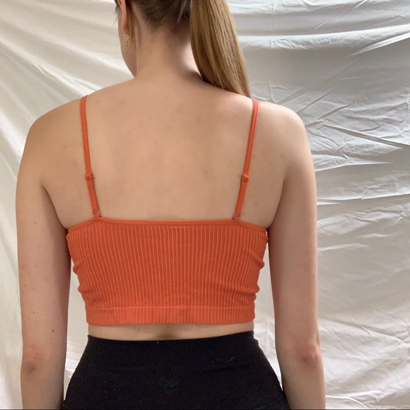Ribbed Orange Crop Top / Sports Bra - Picture 3 of 8